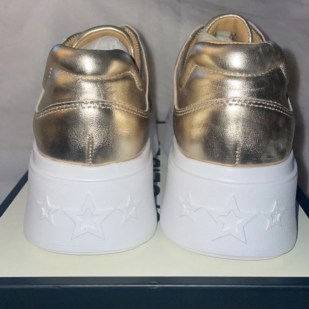 NWT J/SLIDES HARLOWE White/Light Gold Leather Sneaker - Picture 9 of 15